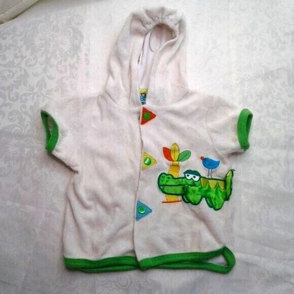 Make A Splash Baby Swim Coverup Terrycloth Hood Size 12M White GreenYellow Gator - Picture 1 of 7